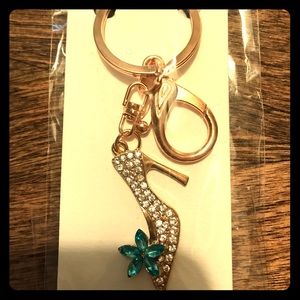 High heel rhinestone keychain
